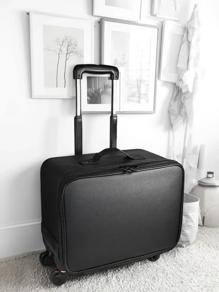 grand étui de maquillage roulant, chariot cosmétique professionnel sur roulettes, organisateur de voyage brodé multicouche pour la beauté