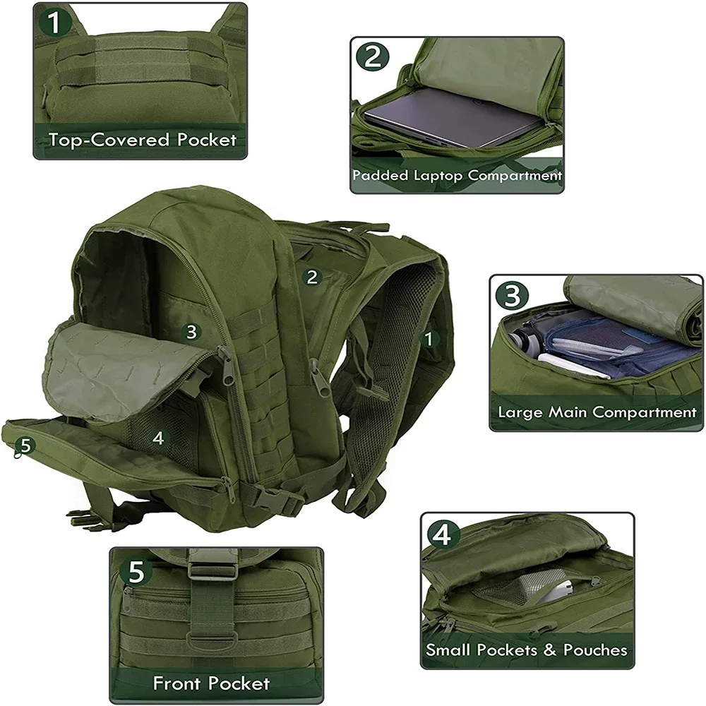 sac à dos d'assaut avec système molle pour sports de plein air, sacs à dos de camping et de randonnée, 40l