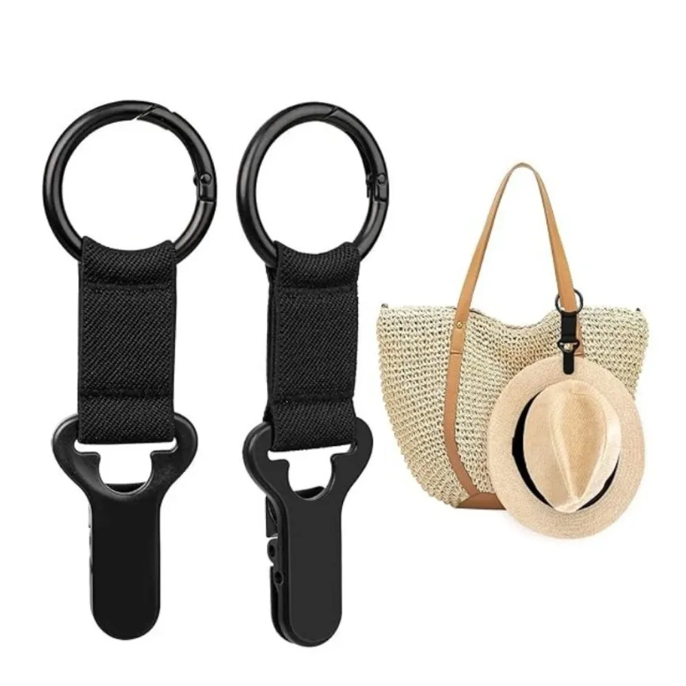 clip de voyage portable multifonctionnel pour chapeau, support mains libres à clipser sur les chapeaux, crochet anti-perte pour accrocher les chapeaux sur un sac de voyage