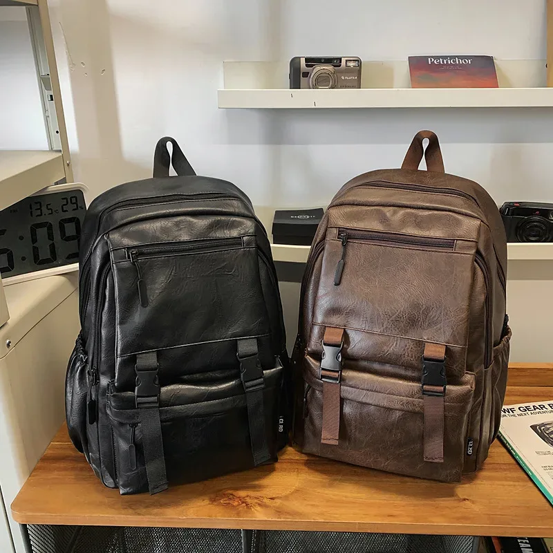 sac à dos de mode 2026 pour hommes, sac à dos de luxe en cuir pour hommes, grande capacité, imperméable, pour voyage, décontracté, sacoche d'ordinateur portable professionnelle