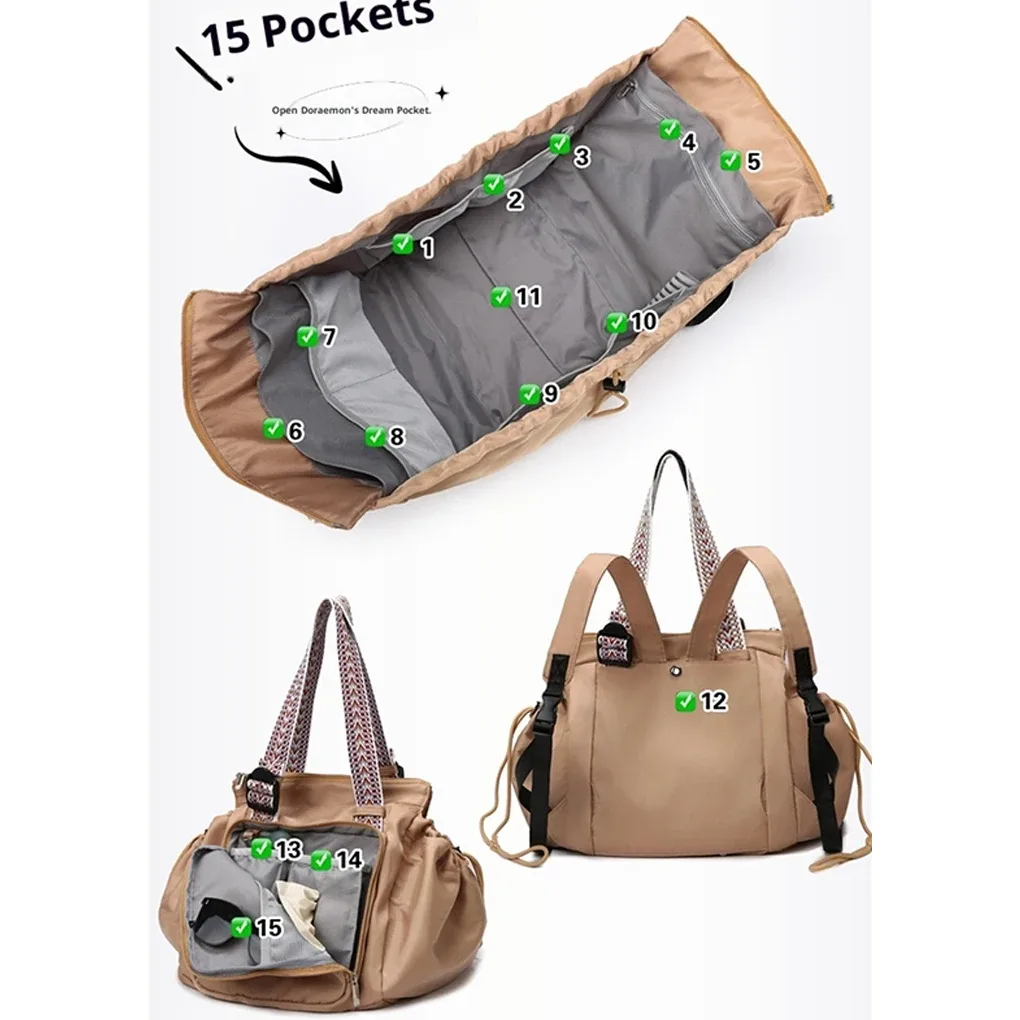 sac à langer polyvalent, sac de voyage, sac de camping, sac de shopping, sac de rangement, sac à main avec compartiments, sac à dos de sport pour maman
