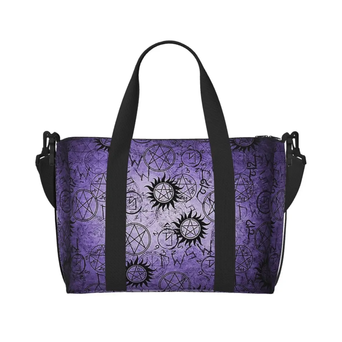 sac de voyage de plage violet surnaturel personnalisé, fourre-tout de grande capacité pour salle de sport, yoga, sac à bandoulière de shopping pour femmes