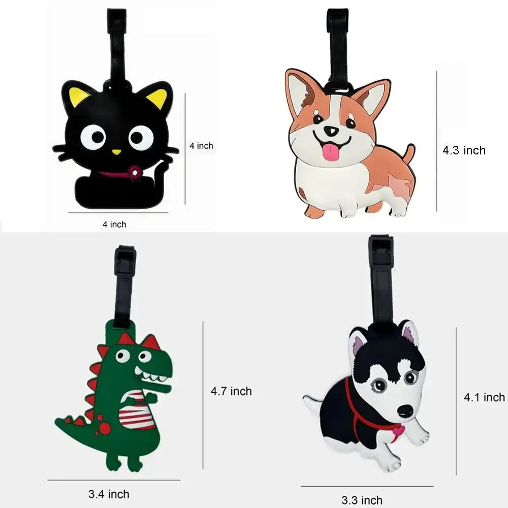 étiquette de bagage en pvc durable avec boucle avion de dessin animé, conception anti-perte, étiquette de bagage épaissie pour carte d'embarquement