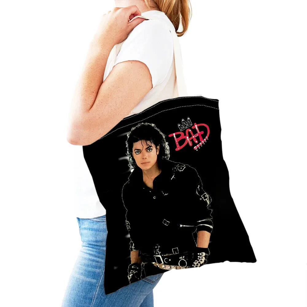 michael jackson – sac de shopping pour femmes, double impression, sacs de shopping super star lady, sac à main design, sac fourre-tout écologique, portable et pratique