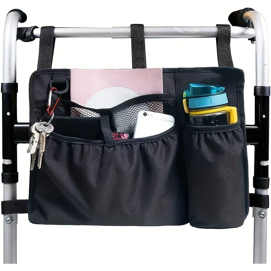 sac de rangement multi-poches en nylon imperméable : à suspendre latéralement pour déambulateurs/fauteuils roulants, rangement portable