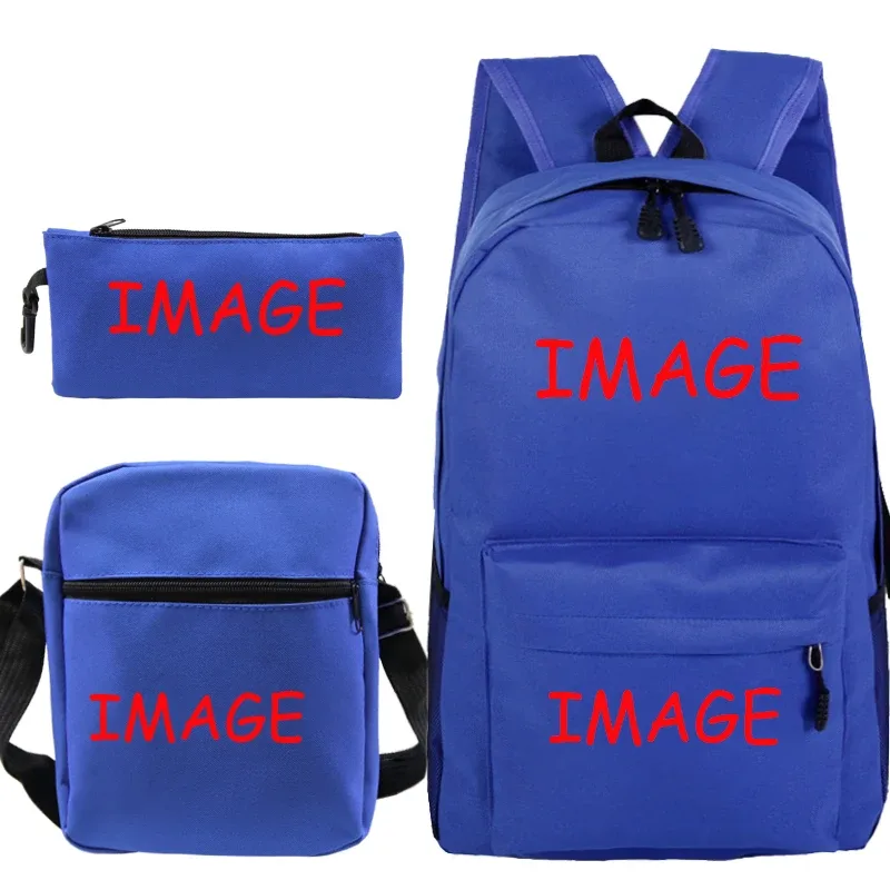bricolage sac à dos livraison directe client sac à dos étudiant cartable 3 pièces/ensembles sacs à bandoulière logo personnalisé sacs hommes livre sacs mochila