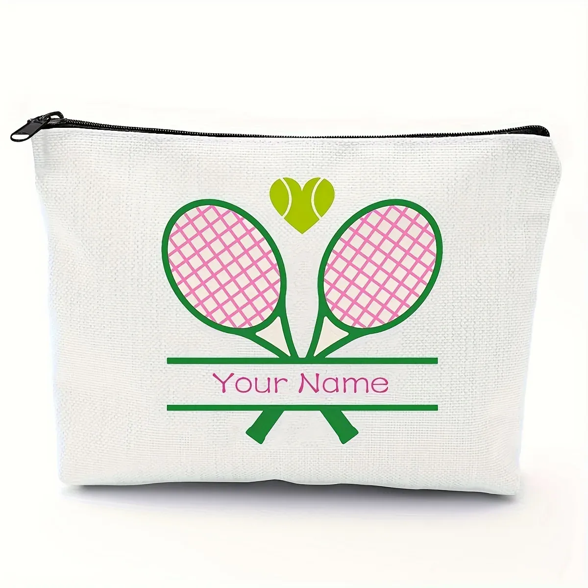 sac de toilette personnalisé pour le tennis avec fermeture éclair, sac de rangement portable pour les voyages, organiseur de produits de toilette pour femmes et amies