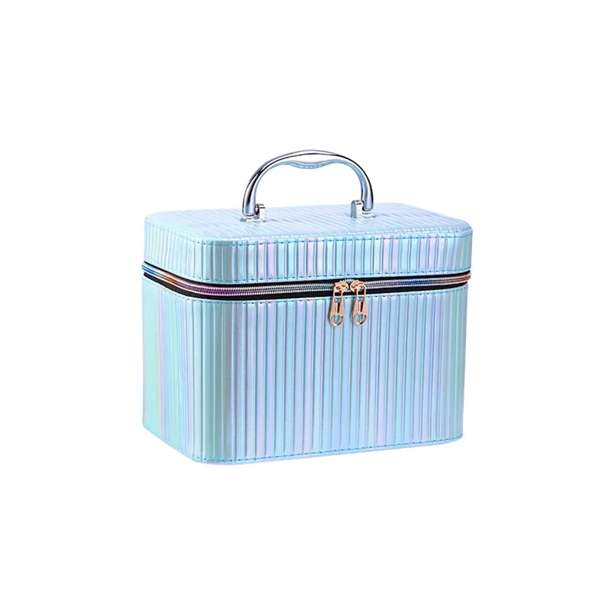 trousse de maquillage professionnelle, boîte de rangement de maquillage portable de grande capacité, mini sac de maquillage en pu portable, couleur vive