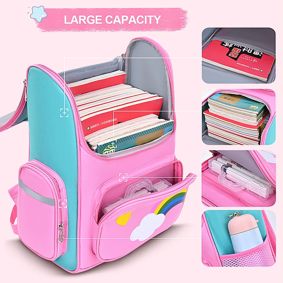 sac à dos pour enfant fille, licorne, sac d'école pour enfants, yeux arc-en-ciel, sac à dos pour adolescente, pour voyager, imperméable, mochilas