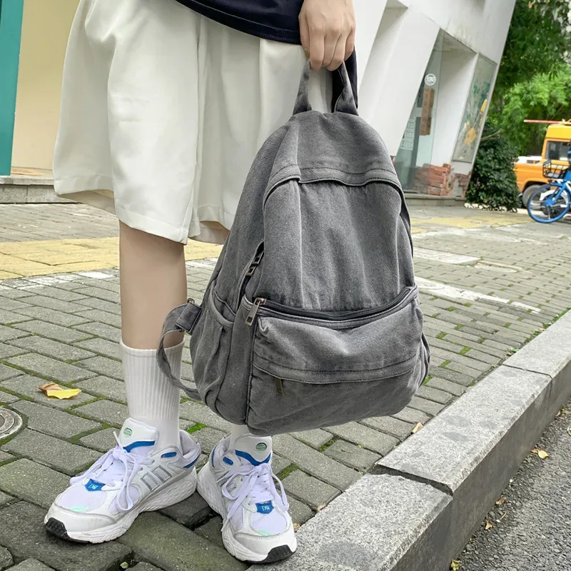 sac à dos en denim gris pour femmes, sac à épaule de voyage de loisirs, sacs d'école à la mode pour garçons et filles, nouvelle collection