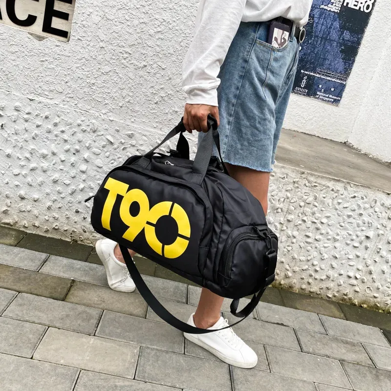 sac à dos t90 travel duffle gym pour hommes et femmes, fitness boston, sac à main à bagages, chaussure de sport initiée, grand fourre-tout de week-end, sac de train