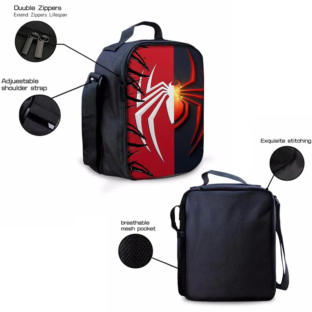 ensemble de 3 sacs à dos imprimés araignée | sac à dos décontracté de grande capacité avec pochette et sac fourre-tout assortis, parfait pour un usage quotidien