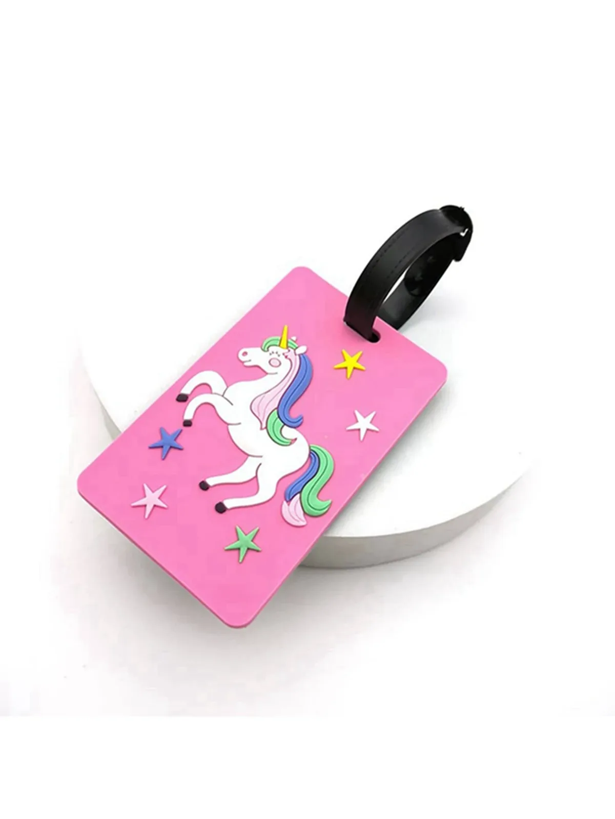 1 pièces mignon licorne cintre d'embarquement étiquette de bagage station aéroport vérifier dans la boîte de chariot articles prévention de perte étiquette d'identification