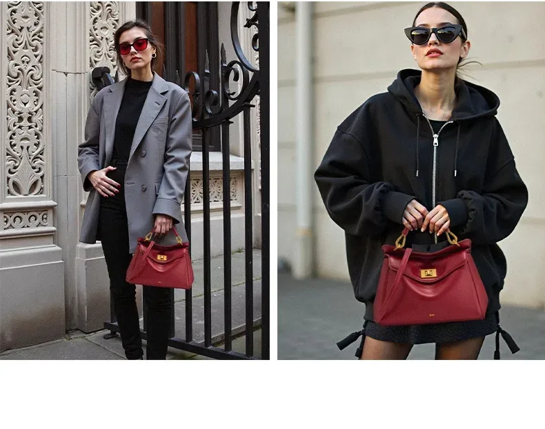 sac lock bag jw pei, sac à bandoulière en cuir véritable tendance, lucia lock bag, sac à main polyvalent haut de gamme