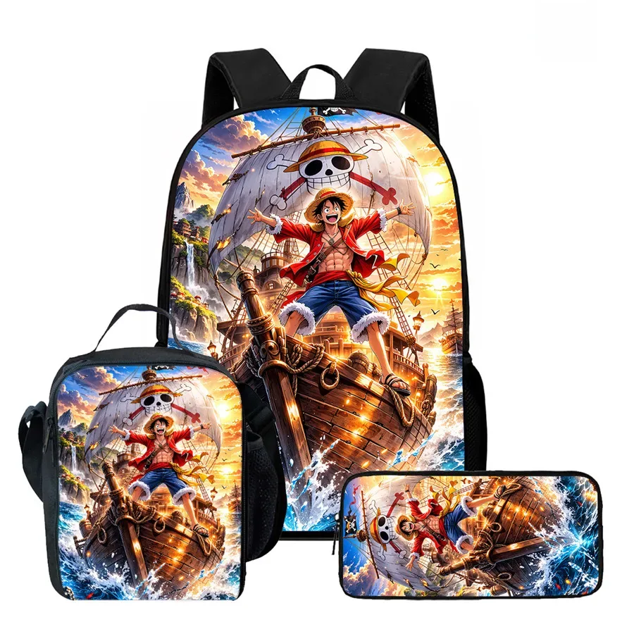 ensemble de sac à dos scolaire 3 pièces 15 pouces avec sac à lunch et trousse à crayons, durable, léger, unisexe, pour garçons et filles de 6 à 10 ans
