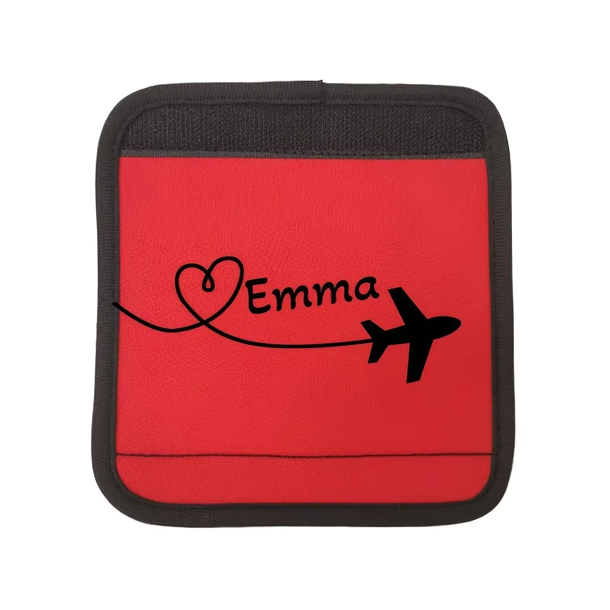 housse personnalisée, housse de protection pour poignée de bagage à motif cœur d'avion, housse de protection pour poignée de bagage avec texte personnalisé, cadeau de vacances personnalisé