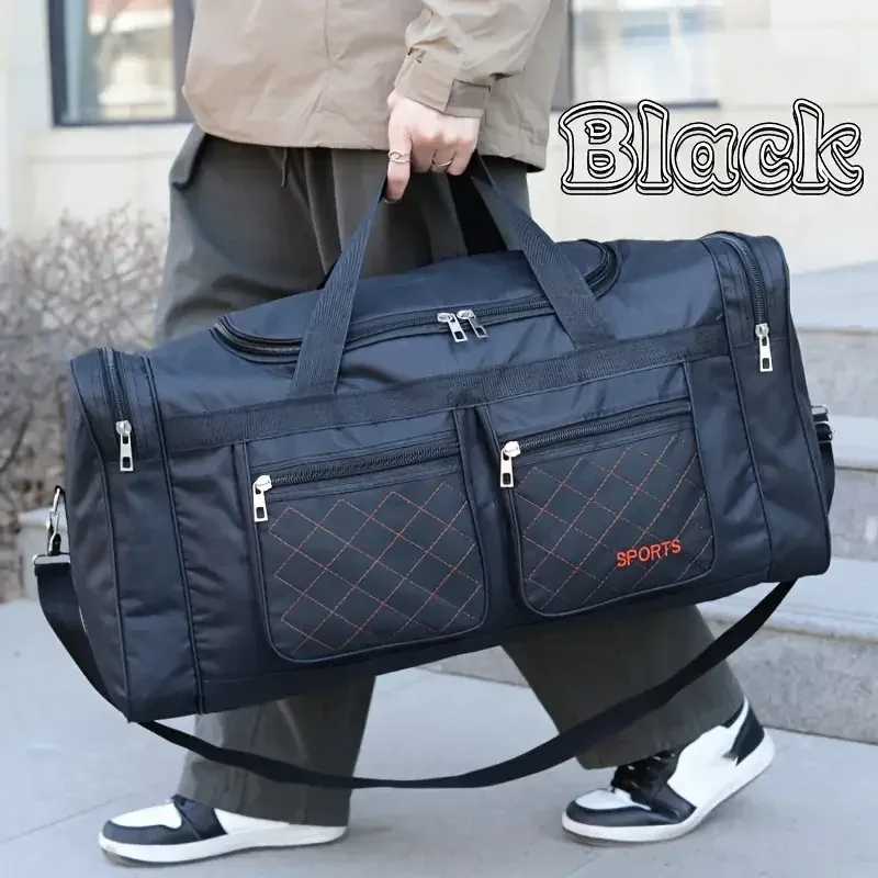 Sac de voyage pliable à 1 compartiment avec plusieurs poches, sac bandoulière de sport, sac de rangement