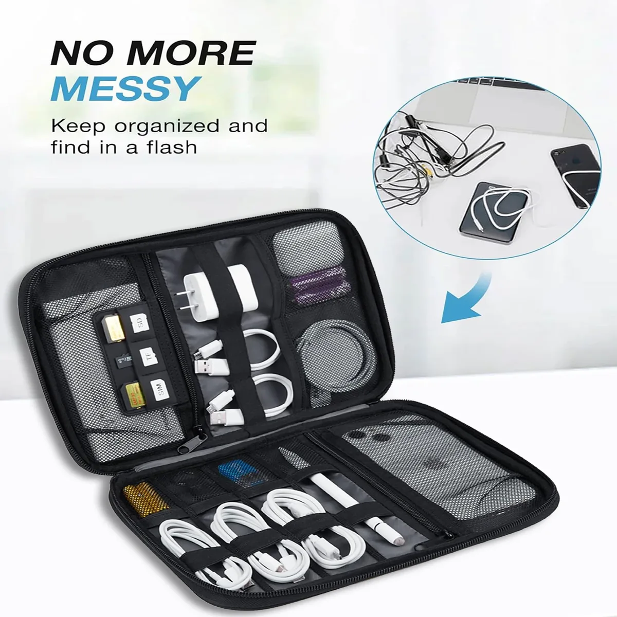 étui de voyage pour accessoires électroniques, petit sac organisateur de câbles pour organiser les objets essentiels, sac organisateur de câbles pour téléphones portables