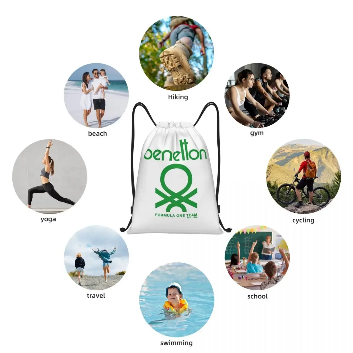 sacs à dos benetton tendance avec cordon de serrage, pochette, sac à chaussures, sacs à livres pour voyage et école