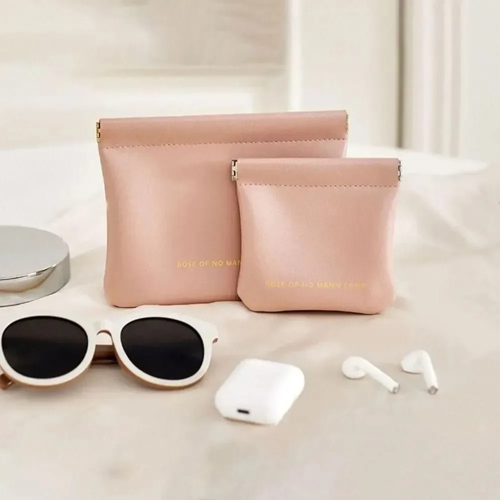 petit sac à fermeture automatique, trousse de maquillage pour rouge à lèvres simple et à la mode, sac pour écouteurs avec câble de données pour chargeur portable, mini sac à cosmétiques