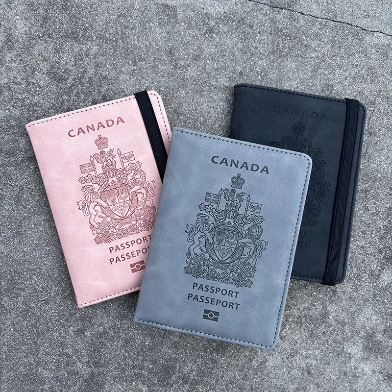 couverture de passeport canadien pour femme, portefeuille de voyage rfid, porte-passeport
