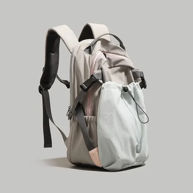 sac à dos en nylon tendance avec poche latérale à cordon de serrage, bretelles rembourrées réglables pour une utilisation quotidienne en extérieur, sac à bandoulière grande capacité