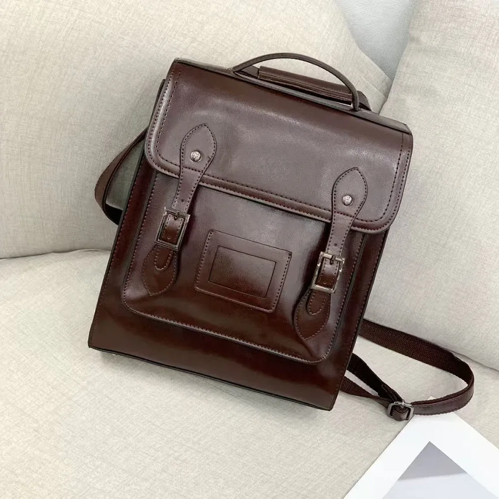 sac à dos pour femmes, sac à bandoulière en cuir véritable, sac d'école pour filles, sac à dos pour ordinateur portable en cuir de vache véritable, sacs messagers