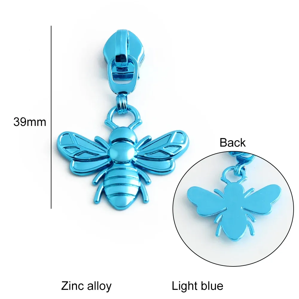 5/10/20 pièces en forme d'abeille 5 #   têtes de fermeture éclair pour fermetures éclair en nylon, tirettes de fermeture éclair pour sacs, vêtements, bagages, kit de réparation, accessoires de couture diy