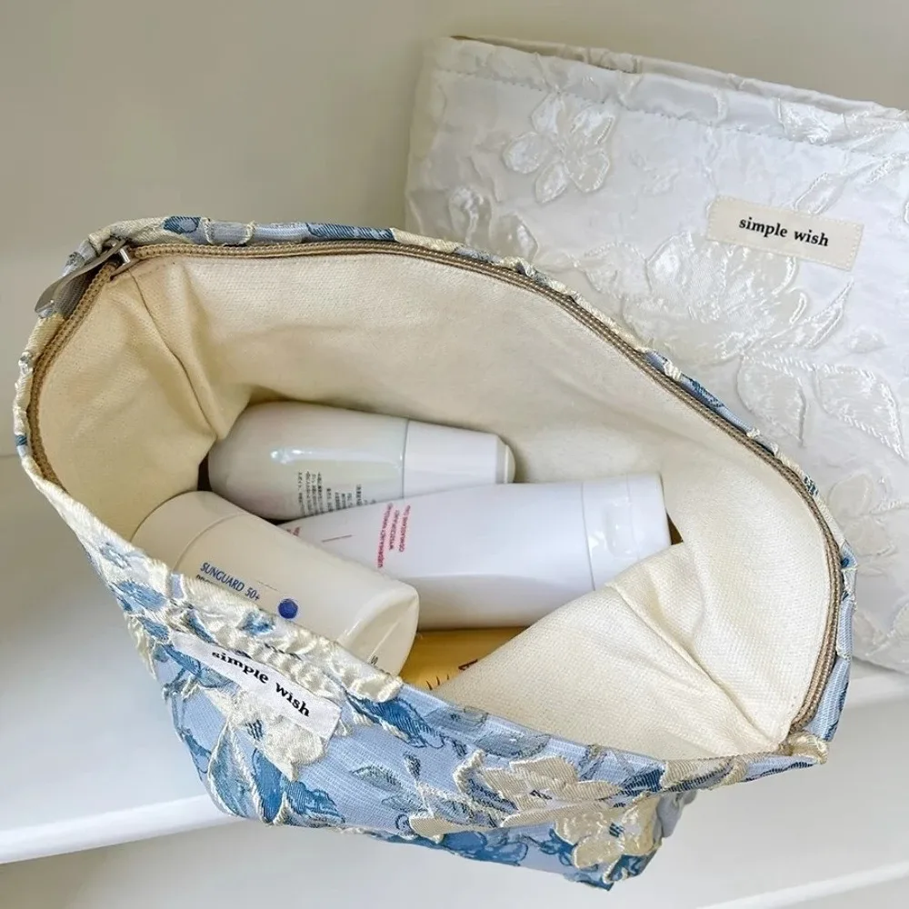 2025 mode imprimé fleuri fermeture éclair sac cosmétique voyage essentiels organisateur maquillage trousse de toilette portable femmes trousse de maquillage
