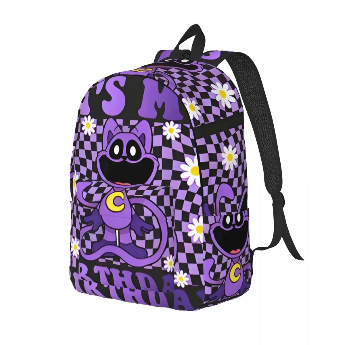 Sac à dos en toile personnalisé avec impression 3D de créatures souriantes pour garçons et filles, sacs de voyage pour collège et école, sac à livres pour ordinateur portable de 15 pouces