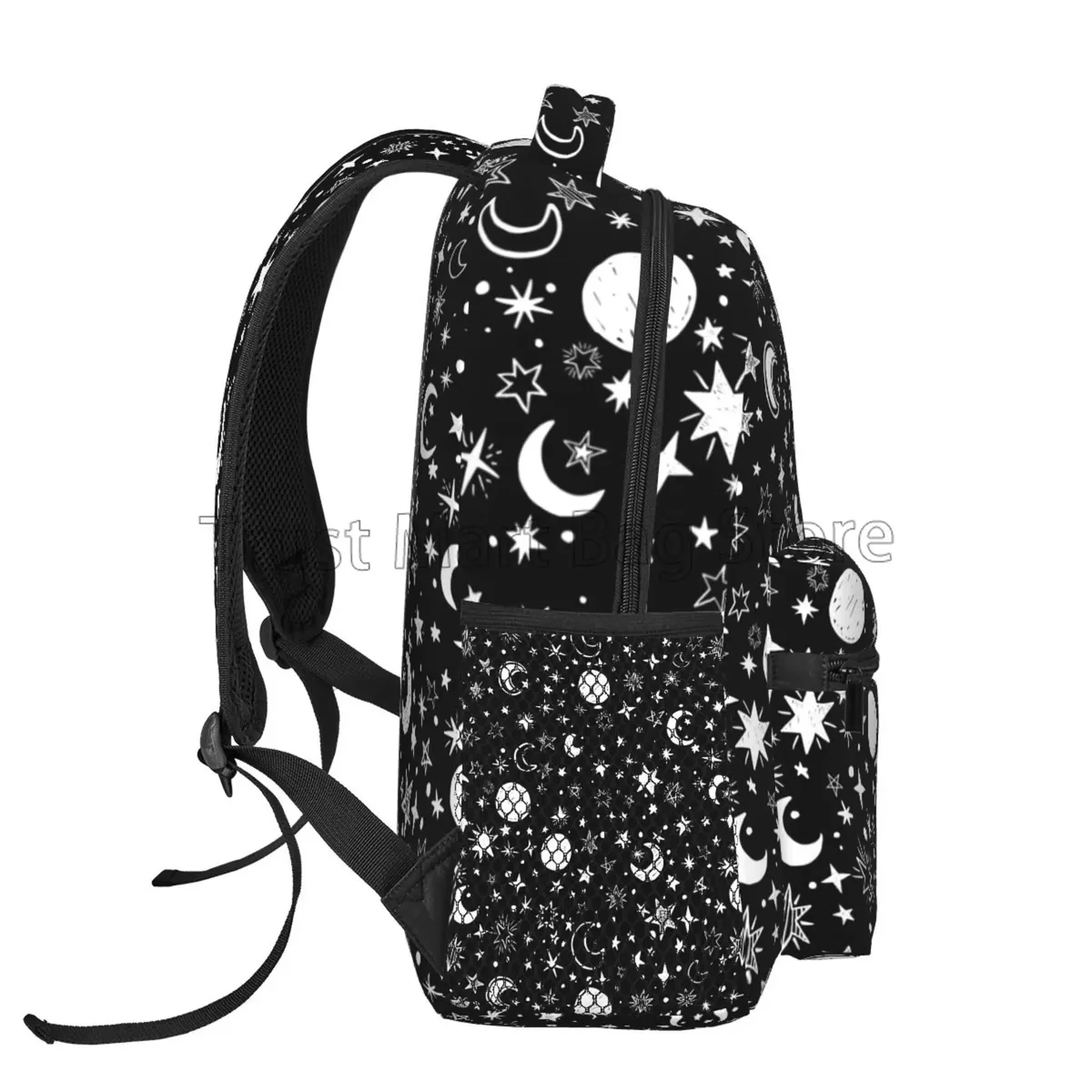 sac à dos pour ordinateur portable étoiles et lunes dessinées à la main pour garçons et filles, sac de livre scolaire, sac de jour de voyage, randonnée, camping, plusieurs poches