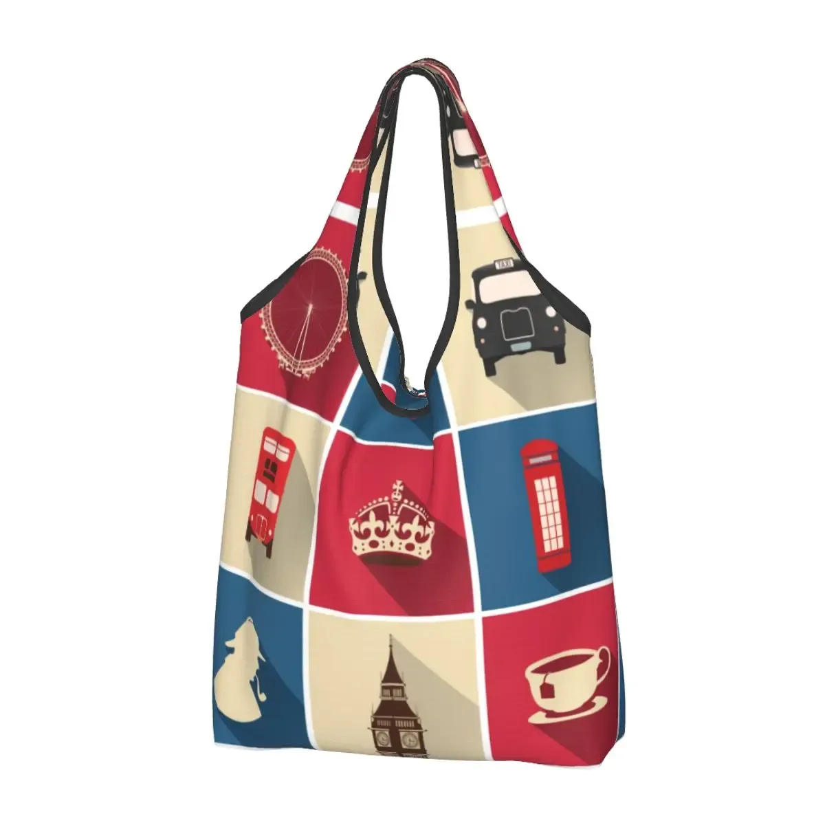 sac fourre-tout portable britannique sensation red bus, btfashion, vintage, royaume-uni, londres, symdockers shopping, épicerie, sac initié