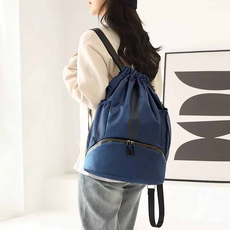 sac à dos de sport avec cordon de serrage, sac à dos de basket-ball pour femmes et hommes, sac de sport avec compartiment à chaussures et poche résistante aux humides