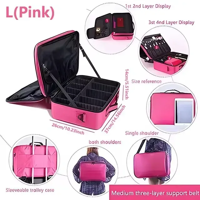 nouveau oxford trousse de maquillage pour femmes professionnel grande capacité voyage trousse à cosmétiques étanche manucure maquillage boîte à outils