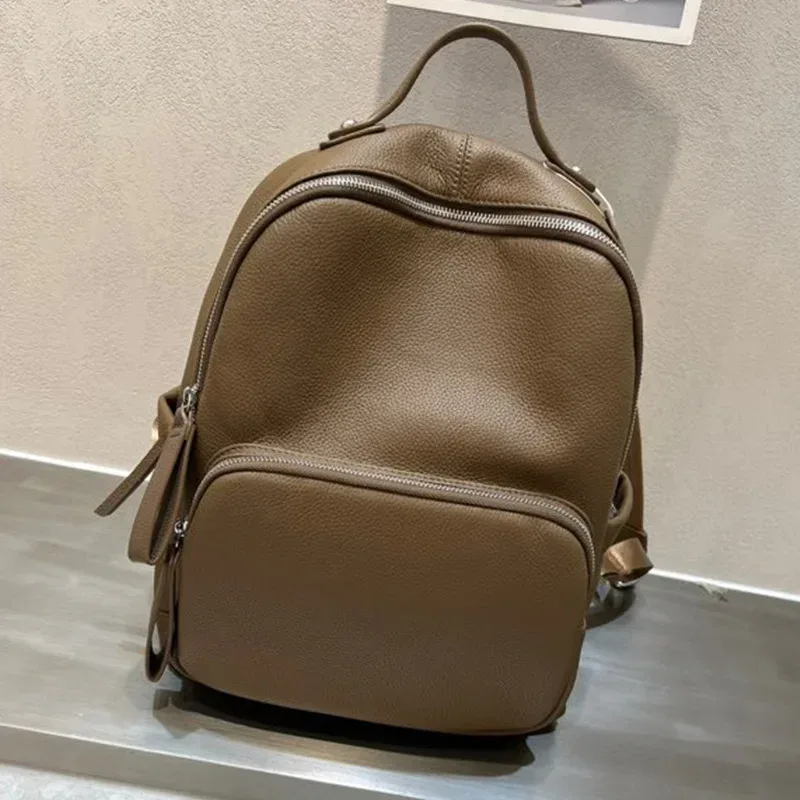 sac à dos en cuir de vachette première couche pour femme, grand sac de voyage pour femme, design tendance, sac d'école pour ordinateur portable, cartable universitaire pour femme