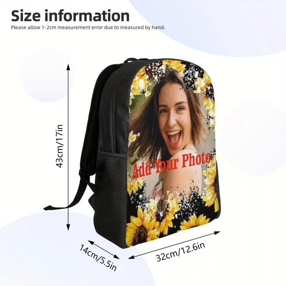 sac à dos personnalisé avec photo, sac à dos imprimé avec votre propre image, sac à dos décontracté pour l'école et les voyages, sac à dos photo personnalisé, cadeau