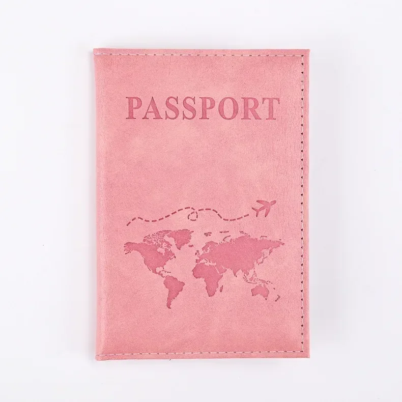 porte-passeport en pu pour femmes, motif de carte, couverture de passeport, portefeuille de voyage, clip pour billet de vol, porte-carte d'identité, accessoires de voyage