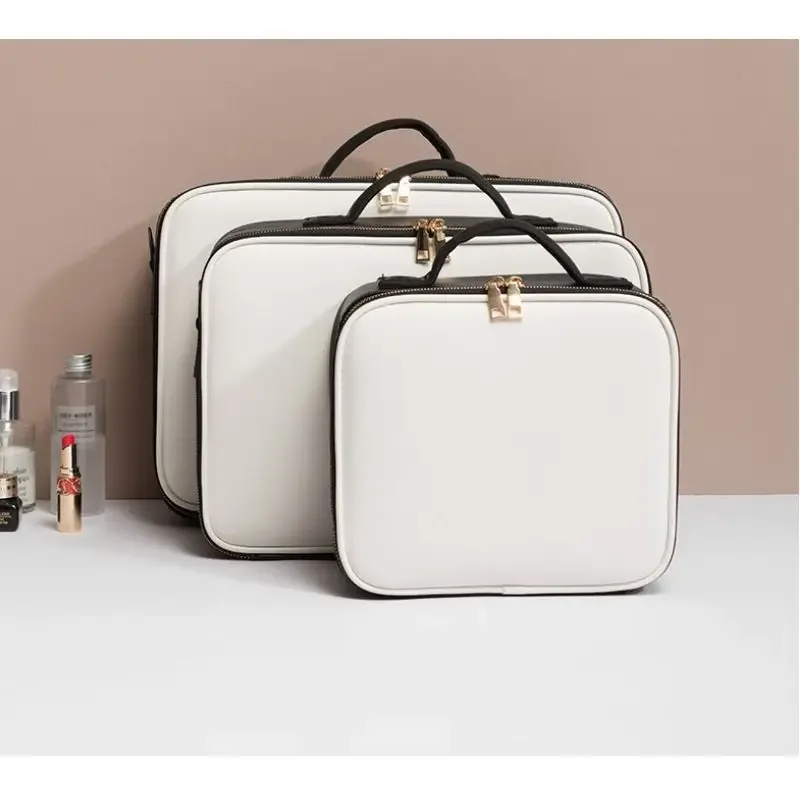 Trousse de maquillage en cuir PU de grande capacité, trousse à cosmétiques professionnelle, trousse de maquillage étanche, trousse de beauté, essentiel de la présidence, nouveau