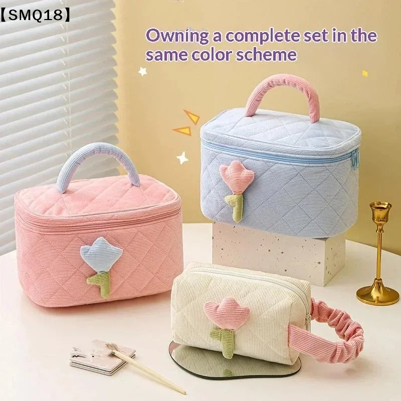 sac de rangement pour cosmétiques, 1 pièce, sac de voyage d'affaires, sac de toilette portable en velours côtelé de grande capacité, sac pour femmes 【smq】