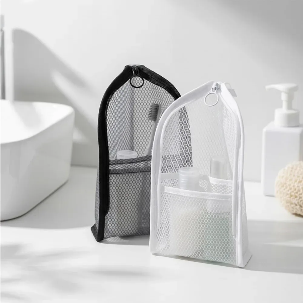 trousse de toilette en maille respirante à séchage rapide, support vertical pour brosse à dents, organisateur de maquillage et cosmétiques pour voyage, gym, dortoir universitaire
