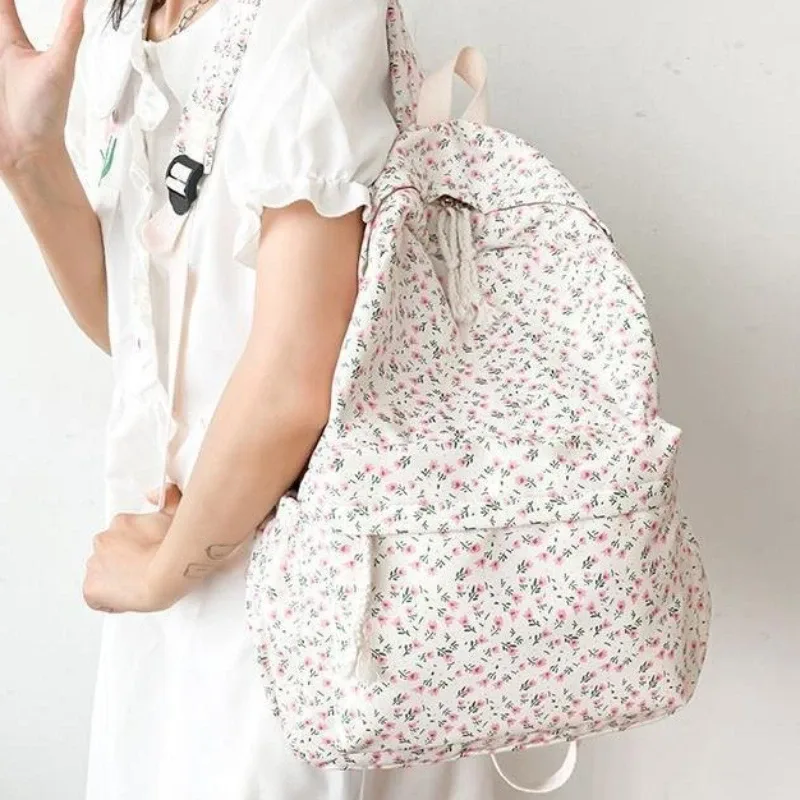 sac à dos scolaire floral blanc pour adolescentes, sac à dos mignon pour femmes, sac à livres en nylon, nouveauté 2026