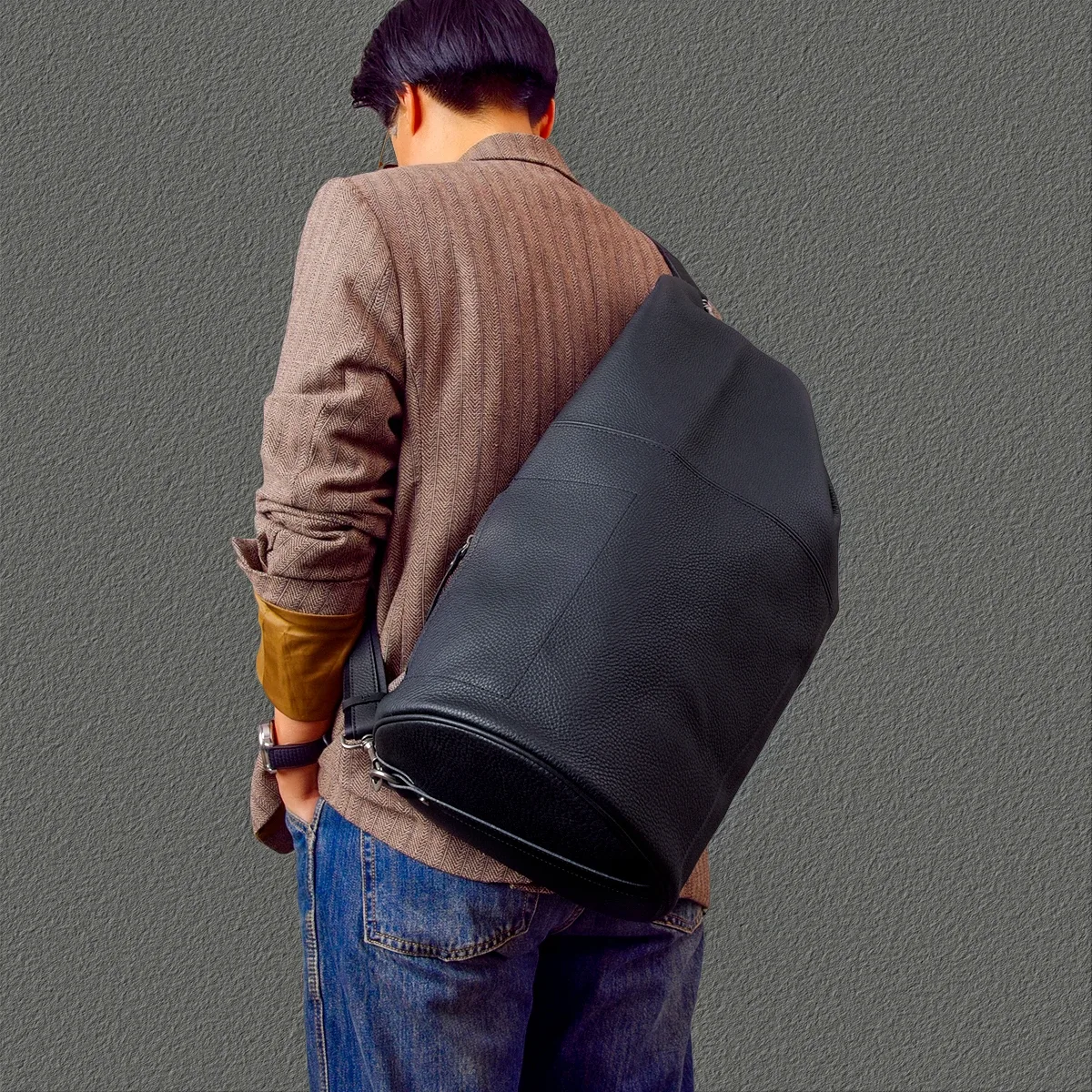 sac à bandoulière en cuir de vachette pour hommes, sac de voyage en plein air, noir, multifonctionnel, designer décontracté, grande capacité