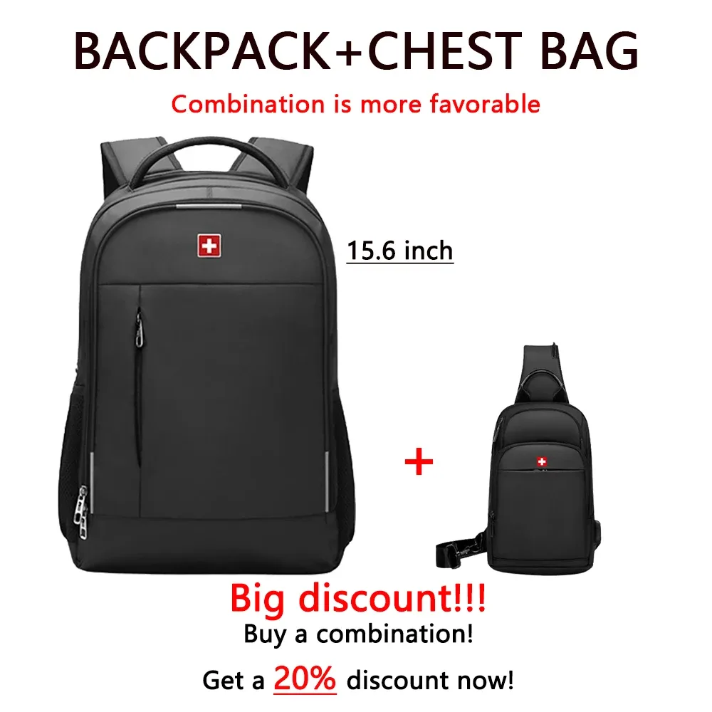 sac à dos militaire suisse pour hommes, 17 pouces, mode affaires, école, étanche, usb, grande capacité, sac de poitrine mochilas