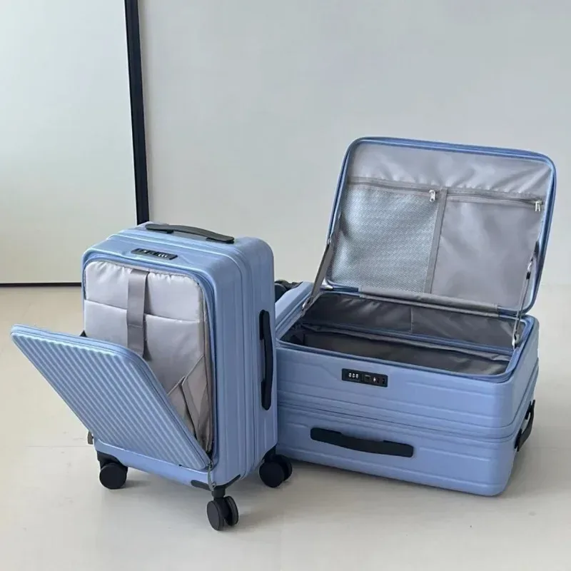Valise de voyage légère à roulettes, extensible et multifonctionnelle, à coque rigide en PC de 20 pouces, à ouverture frontale, 2025