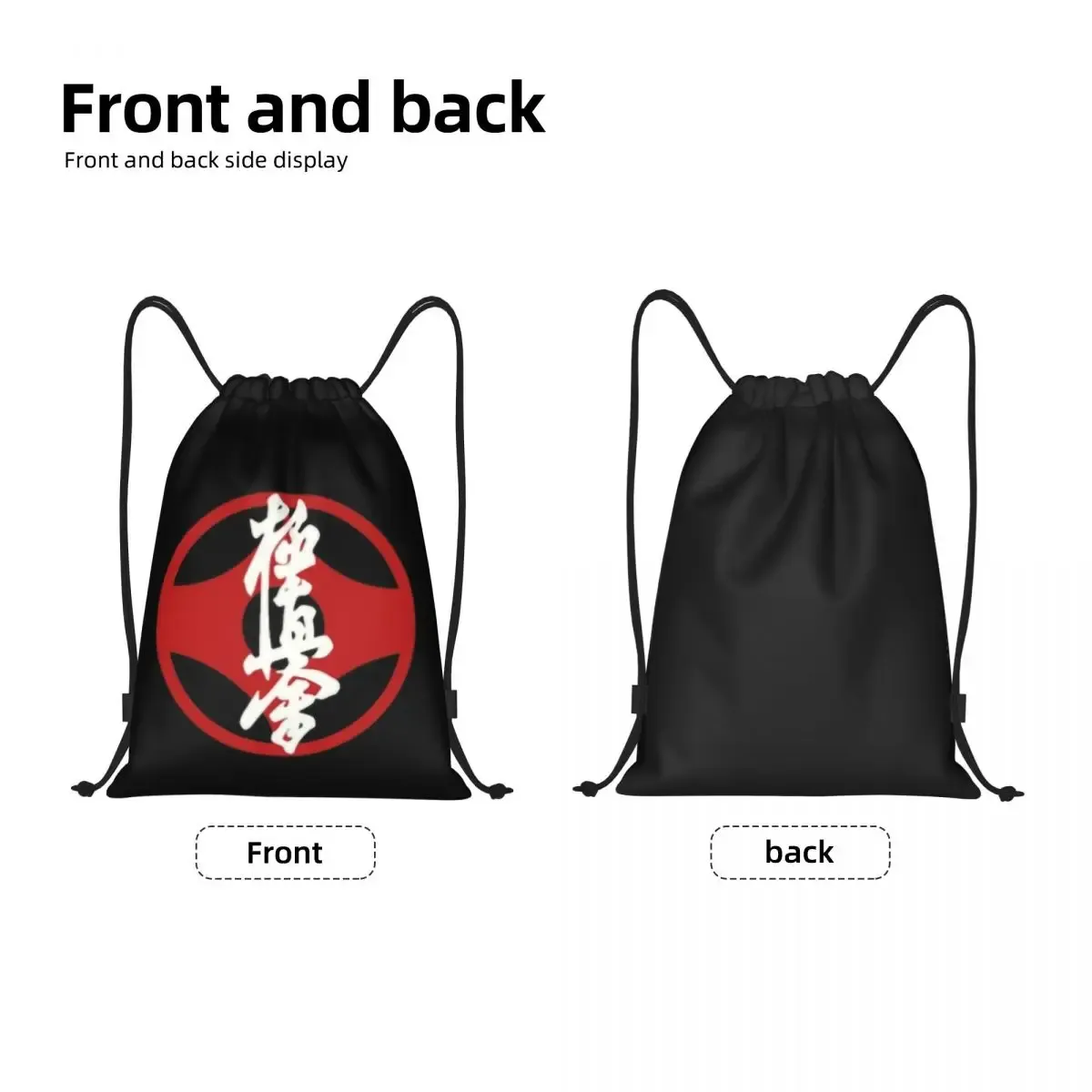 Kyokushin Karaté Logo Sac à dos avec cordon de serrage Sac de sport pour hommes et femmes Sac d'entraînement d'arts martiaux