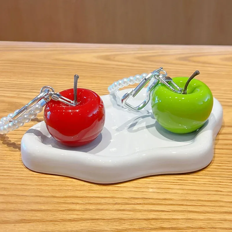 porte-clés pomme en résine, pendentif mignon pour sac, breloque pour clés de voiture, décoration créative pour sac à main et sac à dos, mini ornement, cadeau