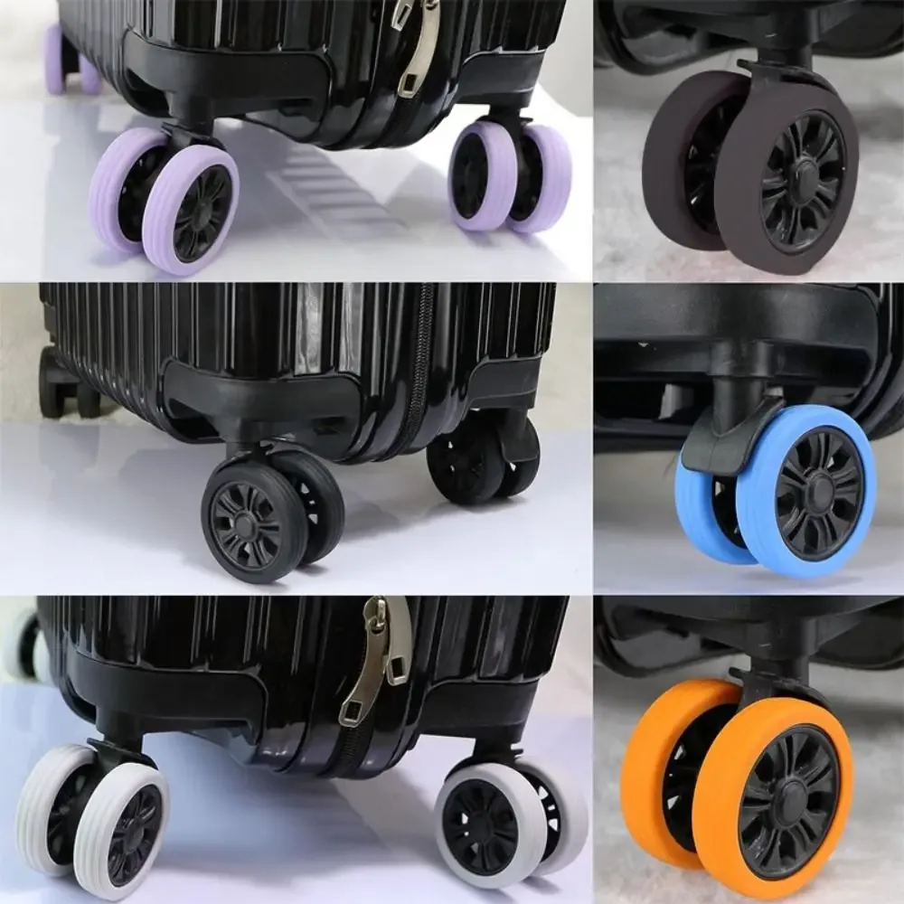 4/8 pièces/ensemble silicone bagages roues protecteur valise pièces essieux réduire roue porter valise roues protection couverture