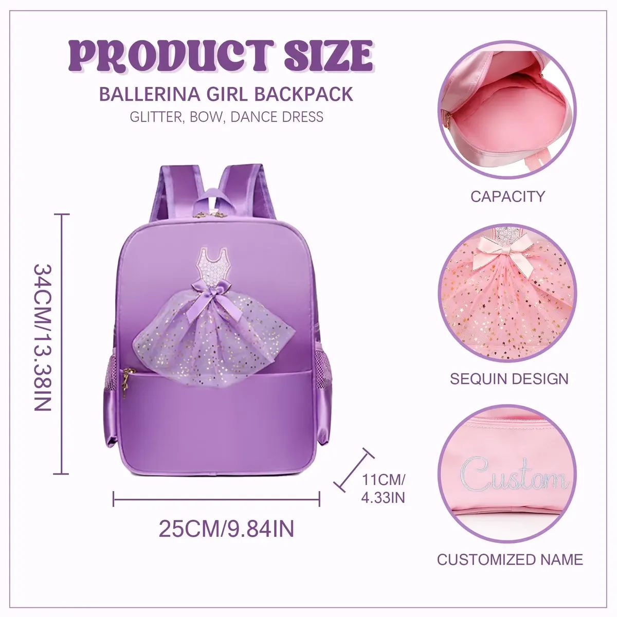 sac à dos de ballet de danse personnalisé, sac de danse personnalisé pour filles, sac à dos de danse de ballerine, sac à dos personnalisé pour tout-petits, sac de ballerine