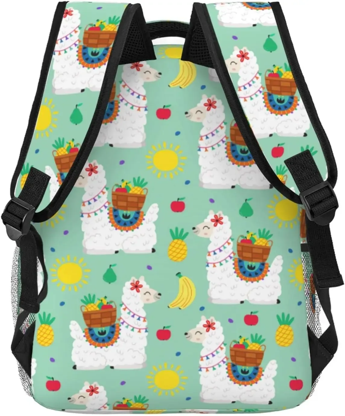 boehiop-sac à dos léger pour ordinateur portable pour femmes et hommes, sac à livres universitaire, sac à dos décontracté, sac de voyage mignon, alpaga, lama et fruits