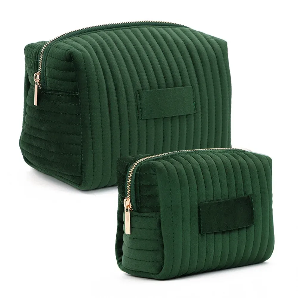 trousse de maquillage personnalisée grande capacité en velours couleur unie, organisateur de voyage, trousse de toilette, pochette cosmétique mignonne, idéale pour le bureau